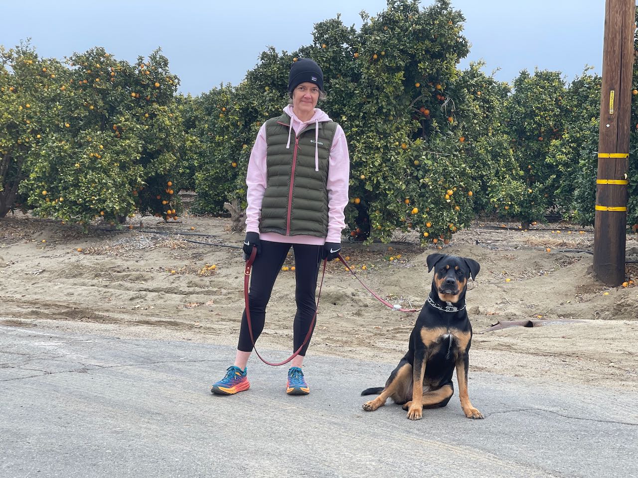 Wife and Dog in Orange Grove